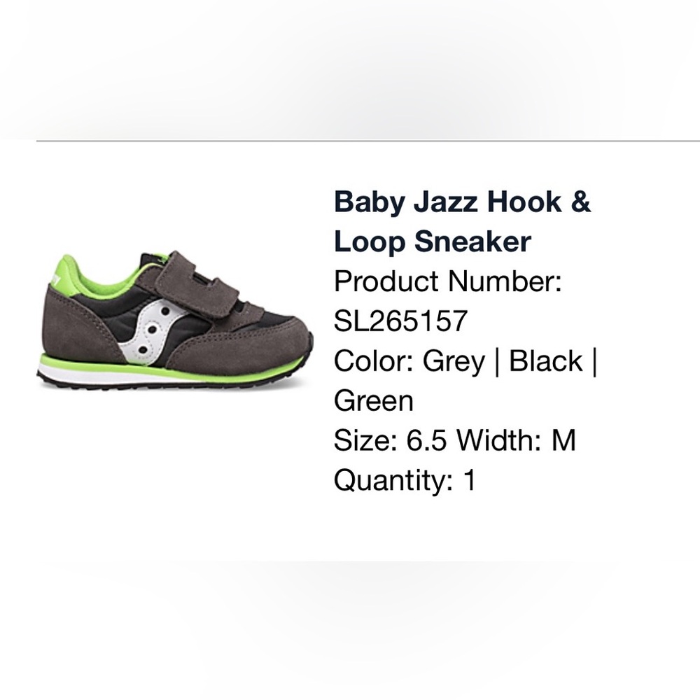 Baby Jazz Hook & Loop Sneaker - Grey, Black, Green